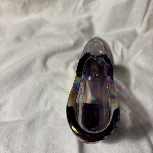 Vintage FENTON IRIDESCENT Purple AmethystGLASS SHOE Floral Pattern - Picture 5 of 8
