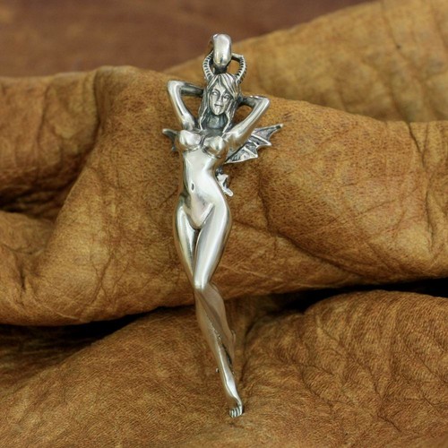 925 Sterling Silver Sexy Naked Night Witch Pendant Charms Punk Pendant TA271A JP