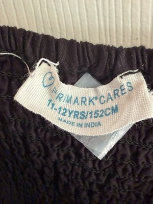 Primark Cares Girls Black Solid Smocked Fit & Flare Square Neck Dress 11-12Y