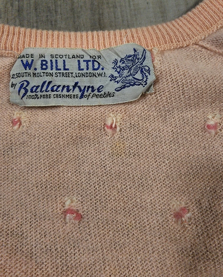 Suéter De Colección Original Ballantyne of Peebles Pura Cachemira Floral Incrustado XS/S Foto 4 de 4