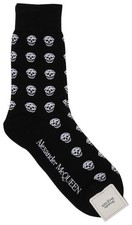 ALEXANDER McQUEEN BLACK & WHITE SKULL HEAD Socks SIZE LARGE