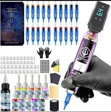 POSEIDON Wireless Tattoo Machine Kit,Power Supply And 20 Pcs Tattoo Cartridge