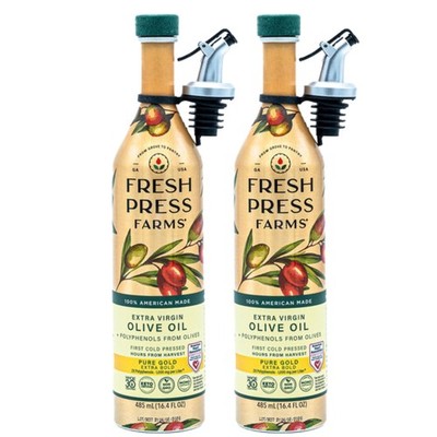 Fresh Press Farms Cold Pressed High Polyphenol EVOO, 16.4 Fl Oz Pack of 2