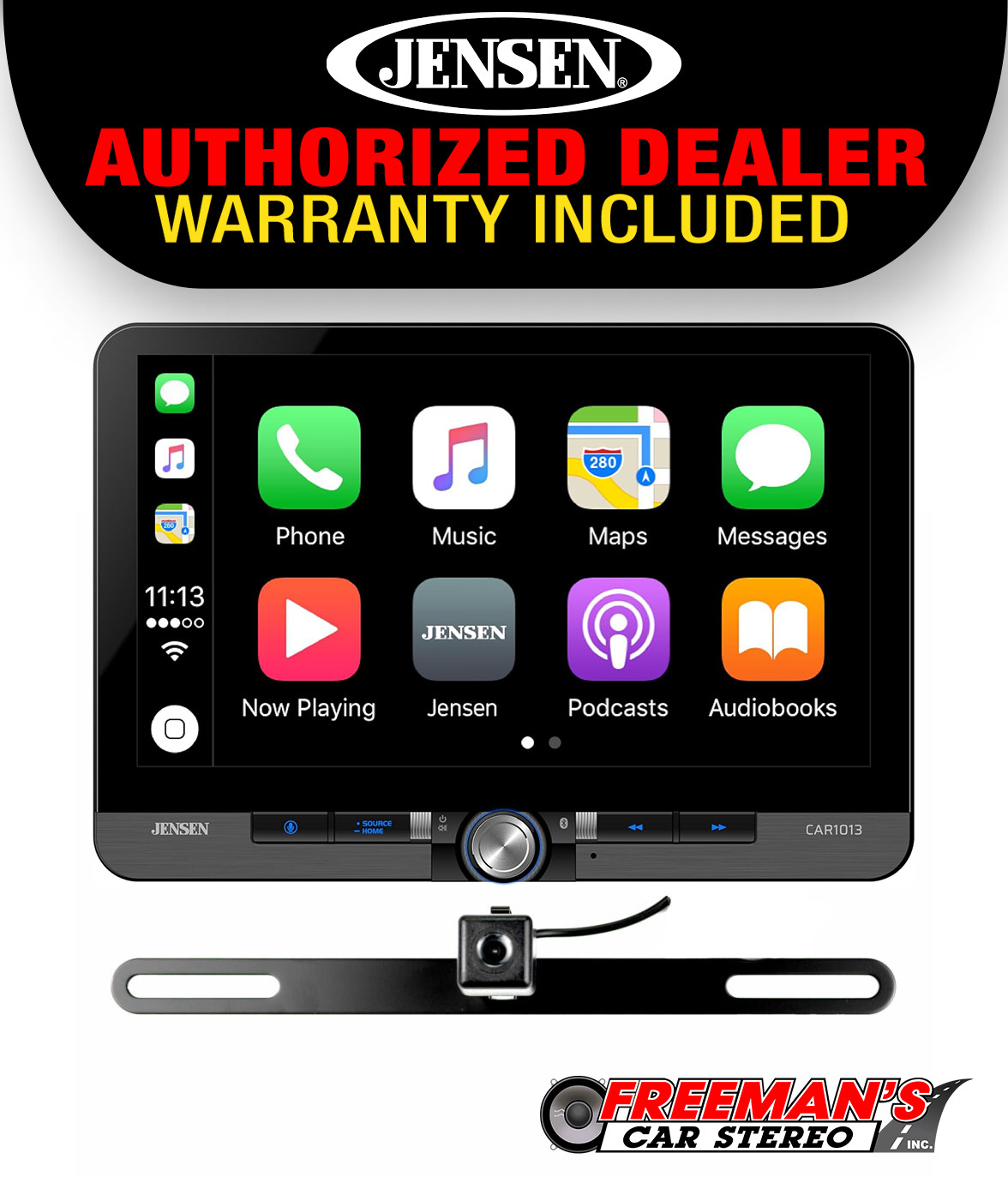 Jensen CAR1013 10.1&Prime; Wireless Android Auto & Apple CarPlay