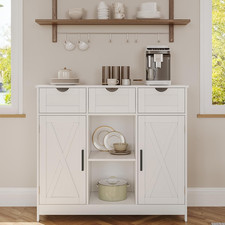 Storage Cabinet, Coffee Bar Cabinet with 2 Adjustable Shelves, 3 Drawers, and 2 