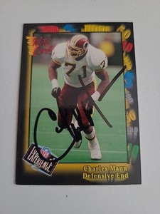 1991 Wild Card #126D Charles Mann - Experience  Washington Redskins Autographed 
