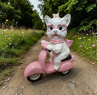 Adorable Little Scottie Pup Riding Her Pink Scooter With Heart Shaped Sunglasses