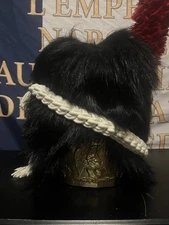 French Old Guard Grenadier Bearskin - Faux Fur with Plume and Cords - See Desc