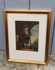 Gravure ancienne colorée cadre Anglais Baxter print