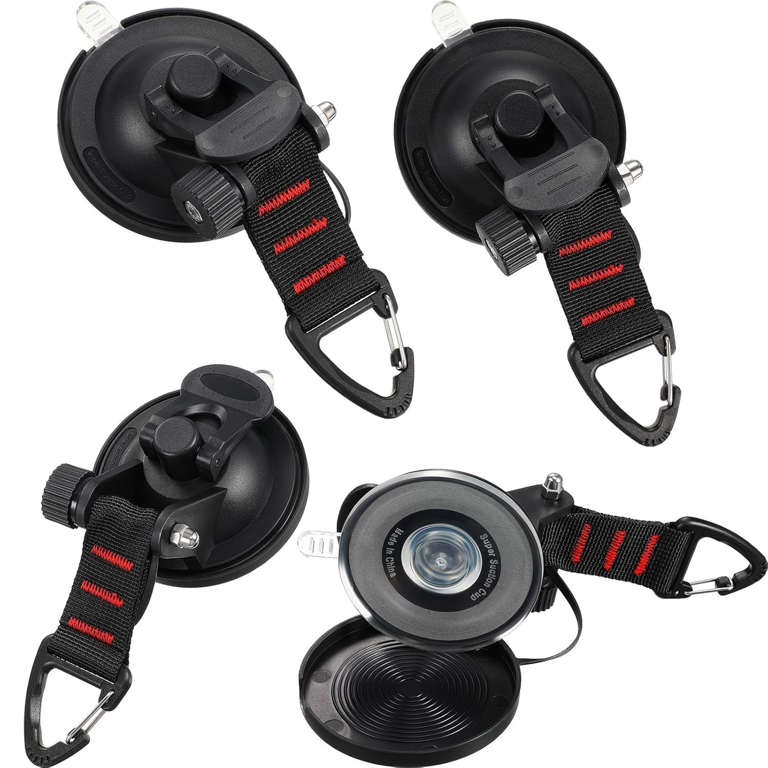 Set 4 Ventose Multifunzione con Gancio per Outdoor e Trasporto Bagagli