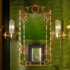 New Luxury Chippendale Gold Iron Bamboo Mirro...