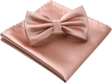 Bow Ties for Men Solid Color Pre-Tie Bow Tie and Pocket Square Set Classic Forma