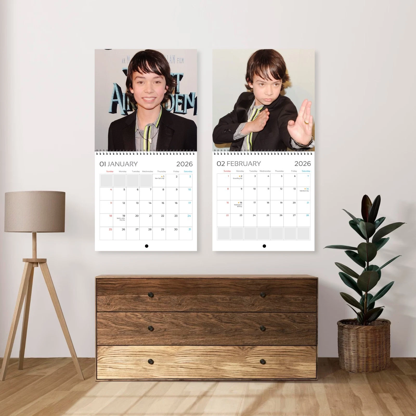 Noah Ringer 2026 Wall Calendar, 12-Month Celebrity Fan Gift for Wall