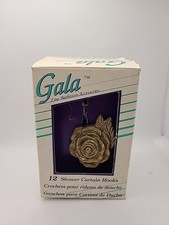 Vintage 1996 Decorative Metal Rose Design 8 Shower Curtain Hooks Made In Taiwan