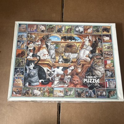 White Mountain Puzzles World of Cats 1000 Teile Puzzle ungeprüft SIEHE BIO