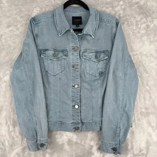Liverpool Denim Jacket Bluestone Light Wash Button Front Women Long Sleeve Large