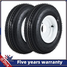 2-pack Trailer Tires On Rims 4.80-8 5 Lug 4.5 Pcd Load Range C For Utilityboat