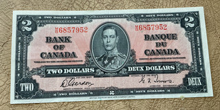 BANK OF CANADA TWO DOLLAR BILL 1937 #2 SACRICE SALE PRICE