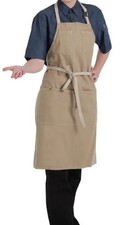 Chef Works Urban Austin Bib Apron 100 Percent Cotton Denim Unisex NAT 86 x 76 CM