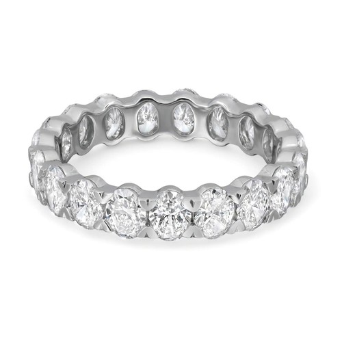 Oval Cut Lab Grown Diamond Eternity Band Ring 14K White Gold 2.73Cttw Size 6 - Picture 3 of 4