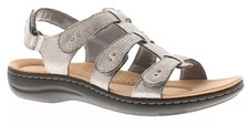 Clarks Womens Flat Sandals Laurieann Leather Adjustable silver UK Size