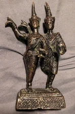 Thai Bronze Twin Girls Dancing Sculpture