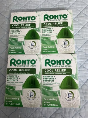 4x Rohto COOL RELIEF Redness Relief Cooling Eye Drops NIB 0.4 fl oz EXP 2026+