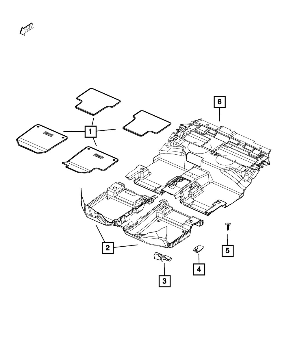 Alfombra de piso delantera derecha para Jeep Cherokee 2014-2019 (N/P 1UB82DX9AD)