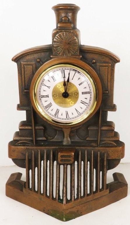 antique cast iron train clock