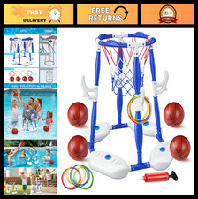 Floating Pool Basketball Hoop  Ring Game Set - 4 Balls, 12 Rings, Pump - Fun fo