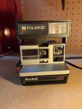 Vintage Polaroid Sun 600 LMS Instant Camera Black Silver UNTESTED