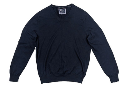 PECKOTT Pullover Herren XL Blau Cashmere Feeling Feinstrick V-Neck mit Wolle