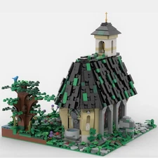 Small Chapel Model with Interior Stream Tree and Plants 2066 Pcs MOC