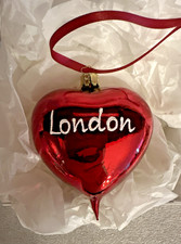 Christborn Red Blown Glass Puffy Heart Christmas Ornament  London  Mica Finial