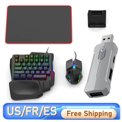 5 in 1 Mobile Game Converter Keyboard Mouse Gaming Set for PUBG Wired RGB Backli