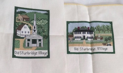 Old Sturbridge Village Handmade Cross Stich Pictures Pair (Unframed)