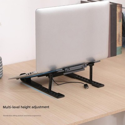 Foldable Adjustable Laptop Tablets Cooling Stand With Builts In Quiet Fan For