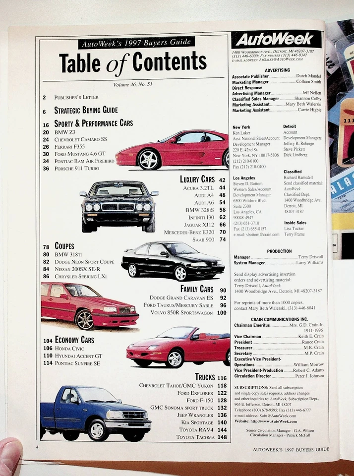 1997 AutoWeek Buyer's Guide Annual Car Comparison Shopping Magazine Foto 2 de 2