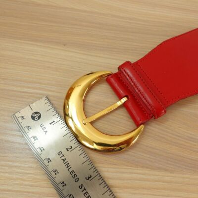 VALENTINO GARAVANI Belt Women 65 26 XS Red Wide Leather Gold  display picture 3