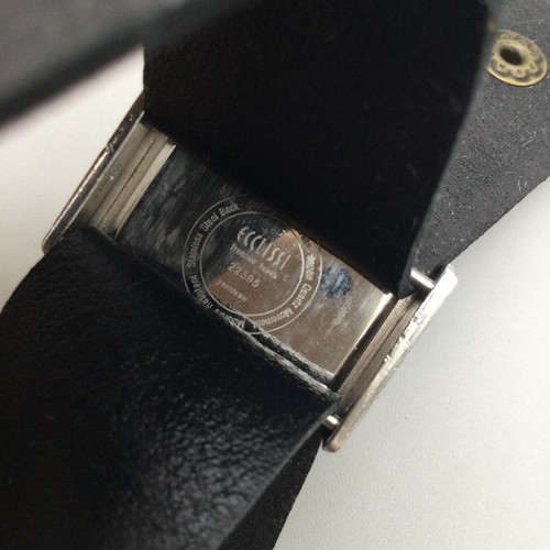 Ecclissi Watch Women 31mm Sterling Silver Black Leather Cuff Band New Battery - Picture 8 of 11