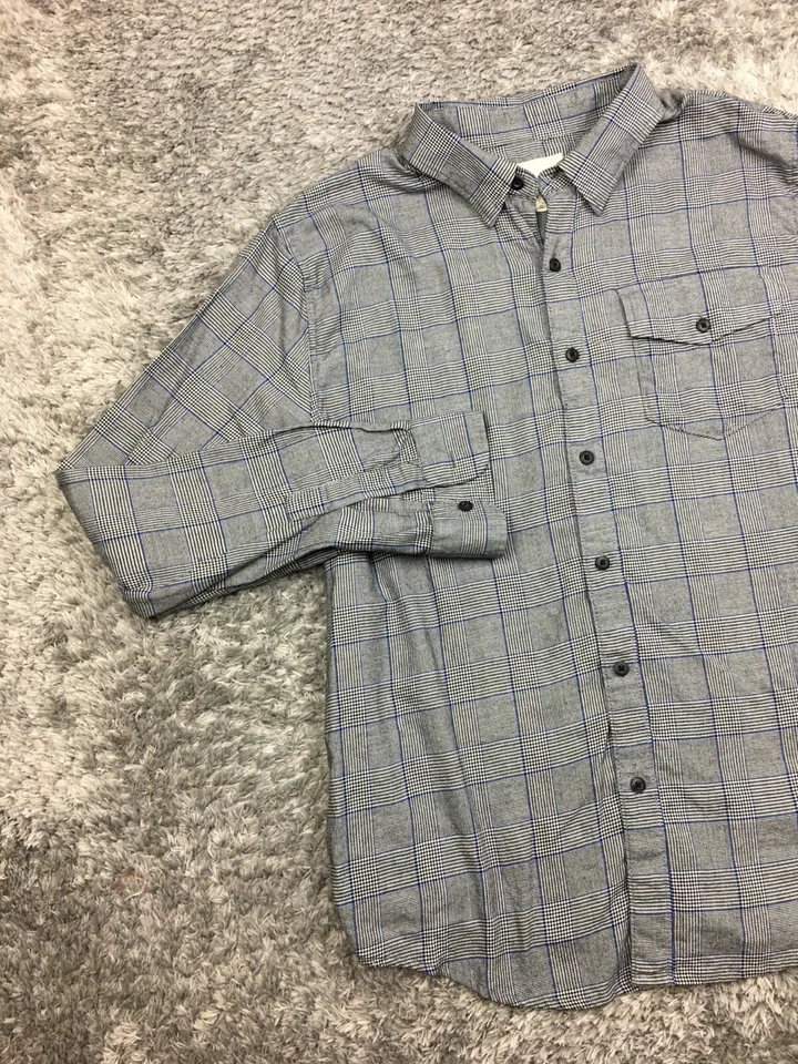Camisa con botones American Eagle para hombre talla grande gris manga larga Foto 3 de 4