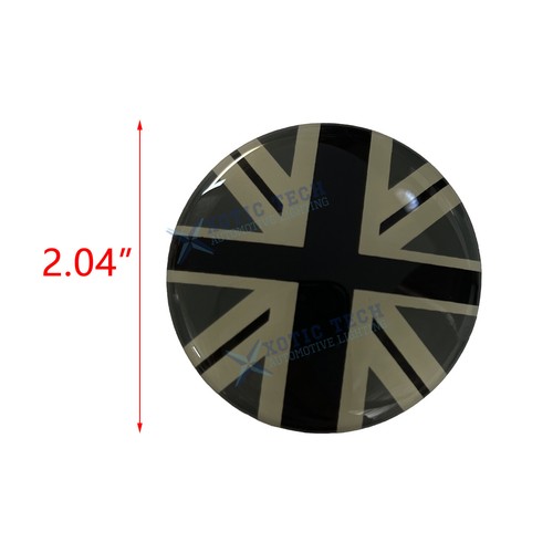 4x Black Grey Union Jack UK Flag Style Wheel Center Cap Covers For MINI Cooper - Picture 2 of 7