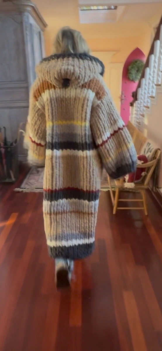 Cárdigan De Punto Con Capucha Para Mujer - Estampado Navideño 3D, Tejido Grueso Cálido, Con Botones, Para Invierno Y Ocio