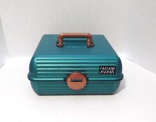Vintage SASSABY Makeup Case Green Travel Organizer Model 108 Hard Case Gold