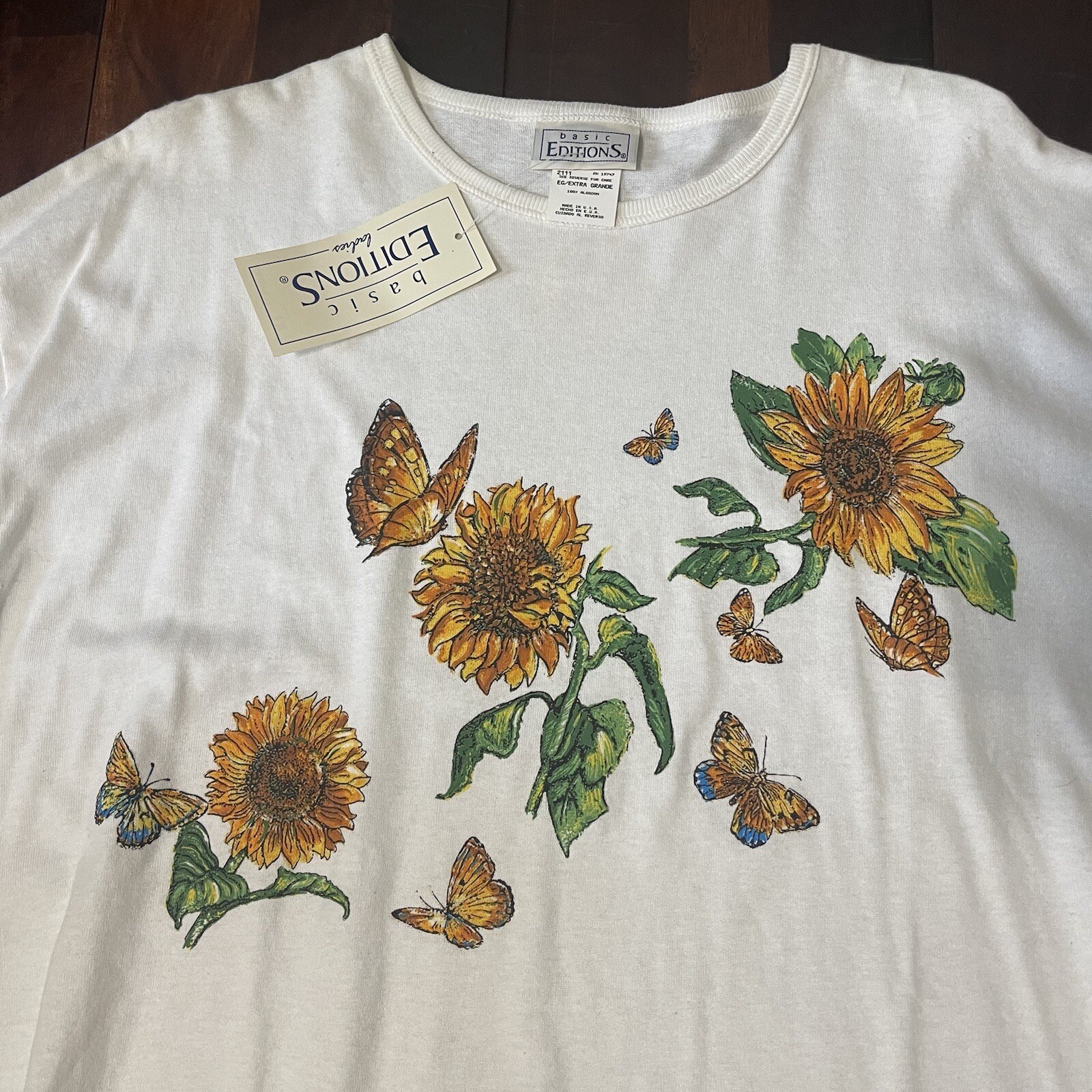 Vintage NWT Basic Editions Sunflowers Butterflies… - image 2