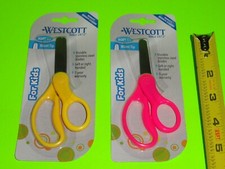  2x YELLOW  PINK Westcott Kids 4 Left or Right Hand Scissors Blunt Tip School