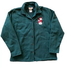 Top Stitch by Morning Sun Women's Medium Vintage Sweatshirt Cardigan Snowman