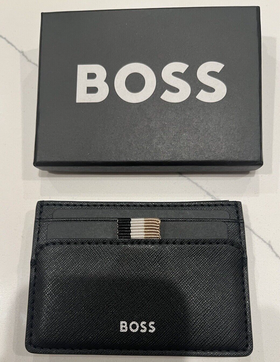 New Authentic Hugo Boss Leather Wallet Card Holder Money Clip
