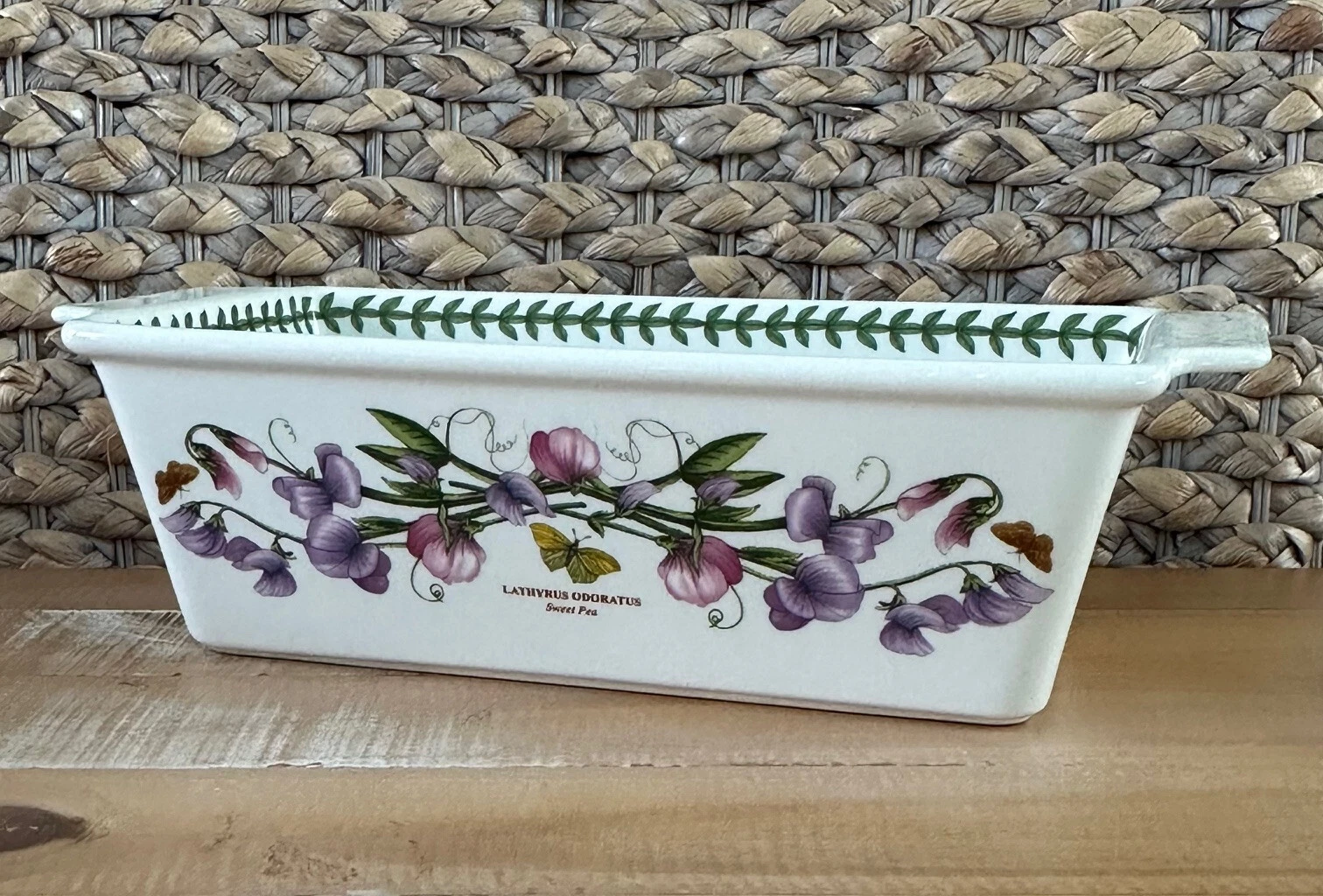 Portmeirion The Sweet Pea Rectangle Loaf Bread Dish Pan T1702 Lathyrus Odoratus