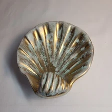 Vintage Stangl Pottery 4037 Antique Gold/Blue Shell Dish